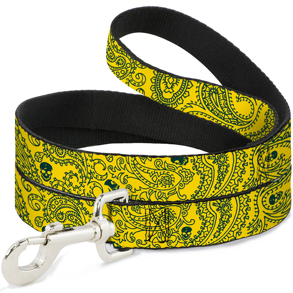 Dog Leash - Bandana/Skulls Gold/Green Dog Leashes Buckle-Down