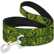 Dog Leash - Bandana/Skulls Green/Gold Dog Leashes Buckle-Down
