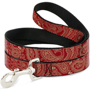 Dog Leash - Bandana/Skulls Scarlet Red/Gold Dog Leashes Buckle-Down