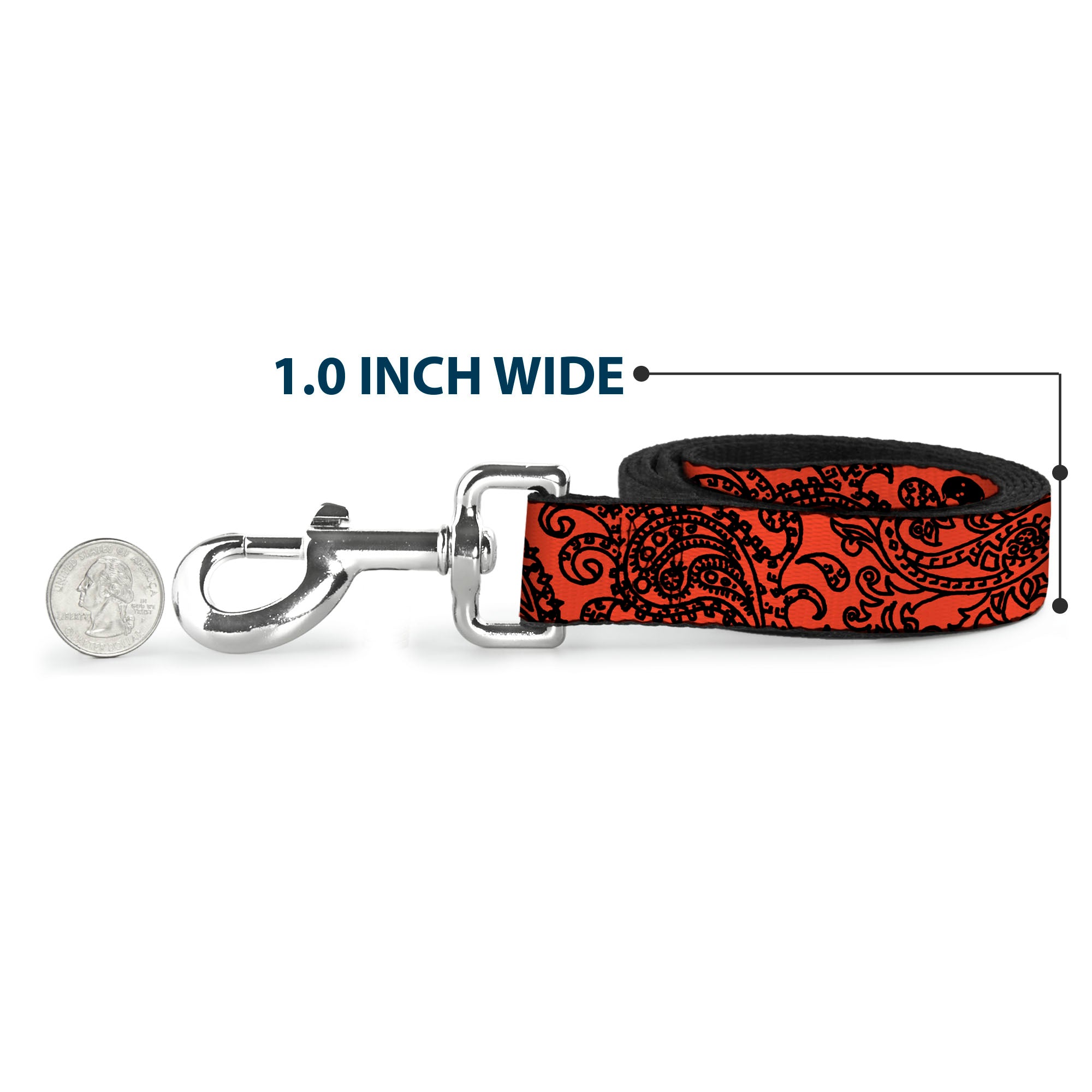 Dog Leash - Bandana/Skulls Orange/Black Dog Leashes Buckle-Down