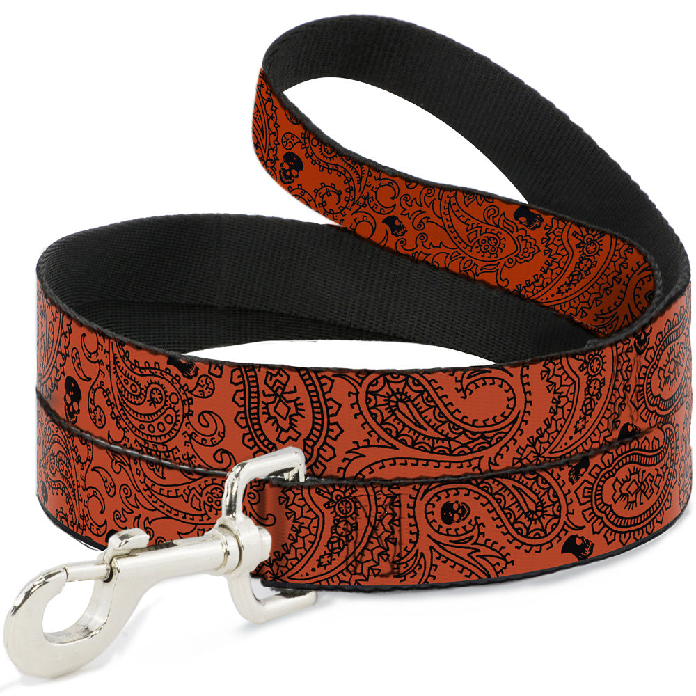 Dog Leash - Bandana/Skulls Orange/Black Dog Leashes Buckle-Down
