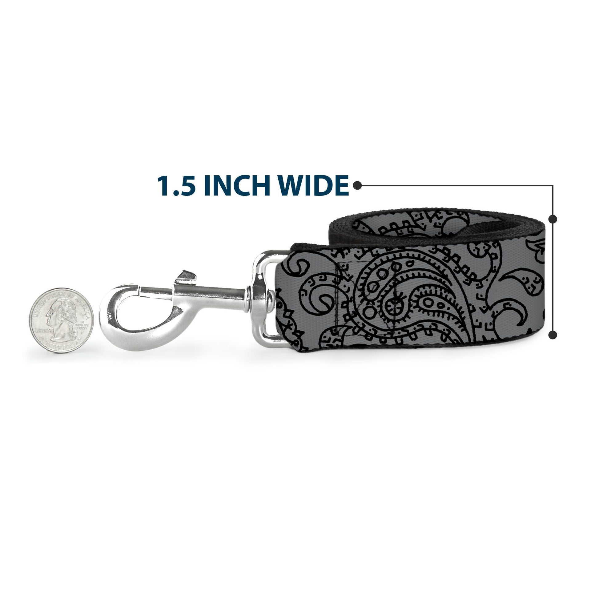 Dog Leash - Bandana/Skulls Silver/Black Dog Leashes Buckle-Down
