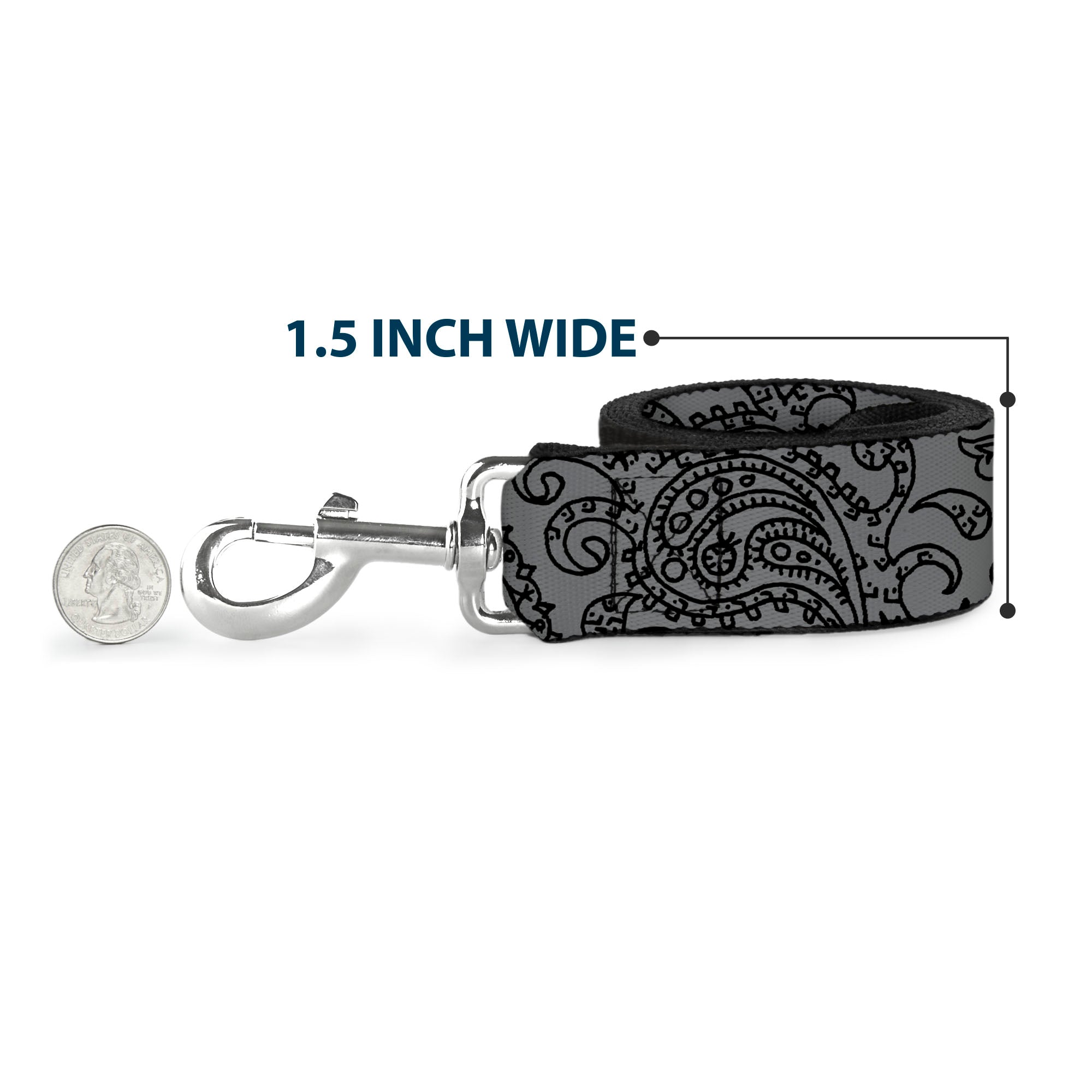 Dog Leash - Bandana/Skulls Silver/Black Dog Leashes Buckle-Down