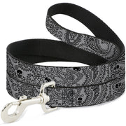 Dog Leash - Bandana/Skulls Silver/Black Dog Leashes Buckle-Down