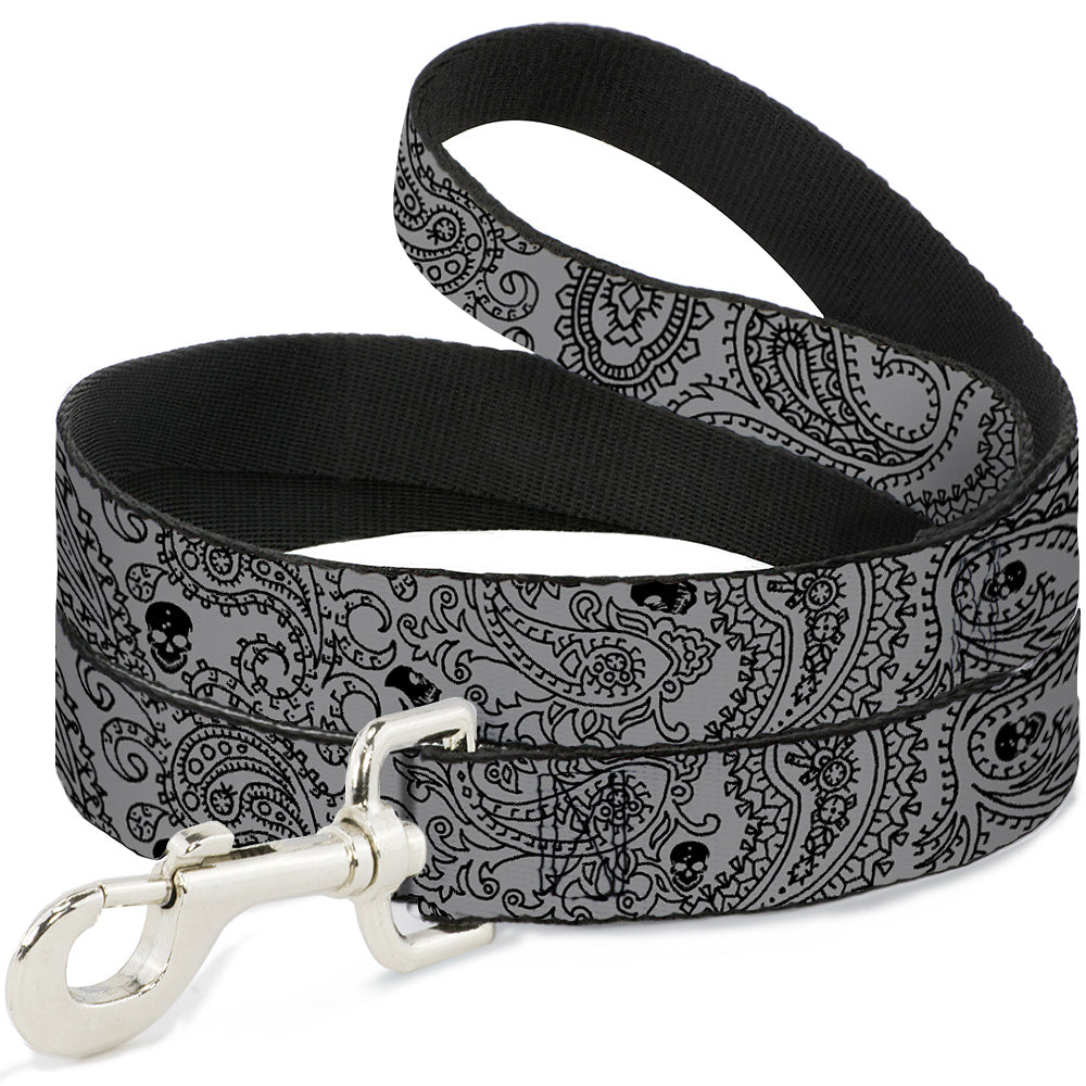 Dog Leash - Bandana/Skulls Silver/Black Dog Leashes Buckle-Down
