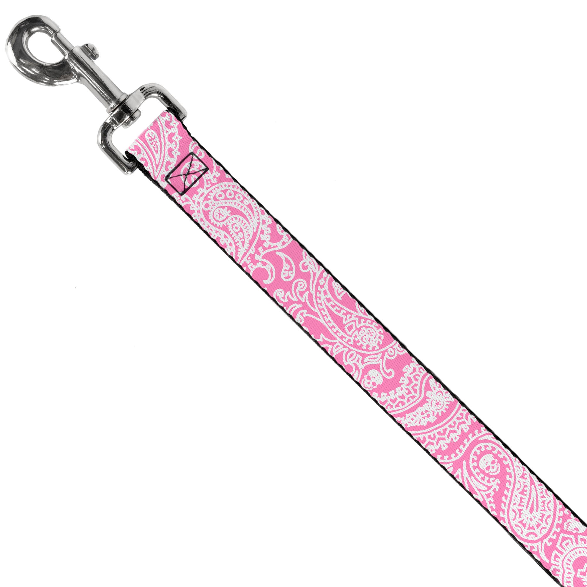 Dog Leash - Bandana/Skulls Pink/White Dog Leashes Buckle-Down