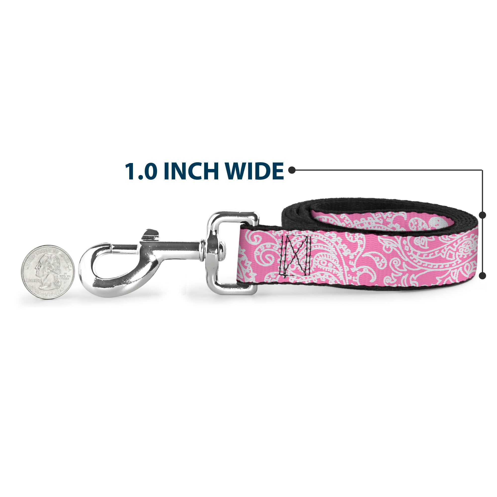 Dog Leash - Bandana/Skulls Pink/White Dog Leashes Buckle-Down