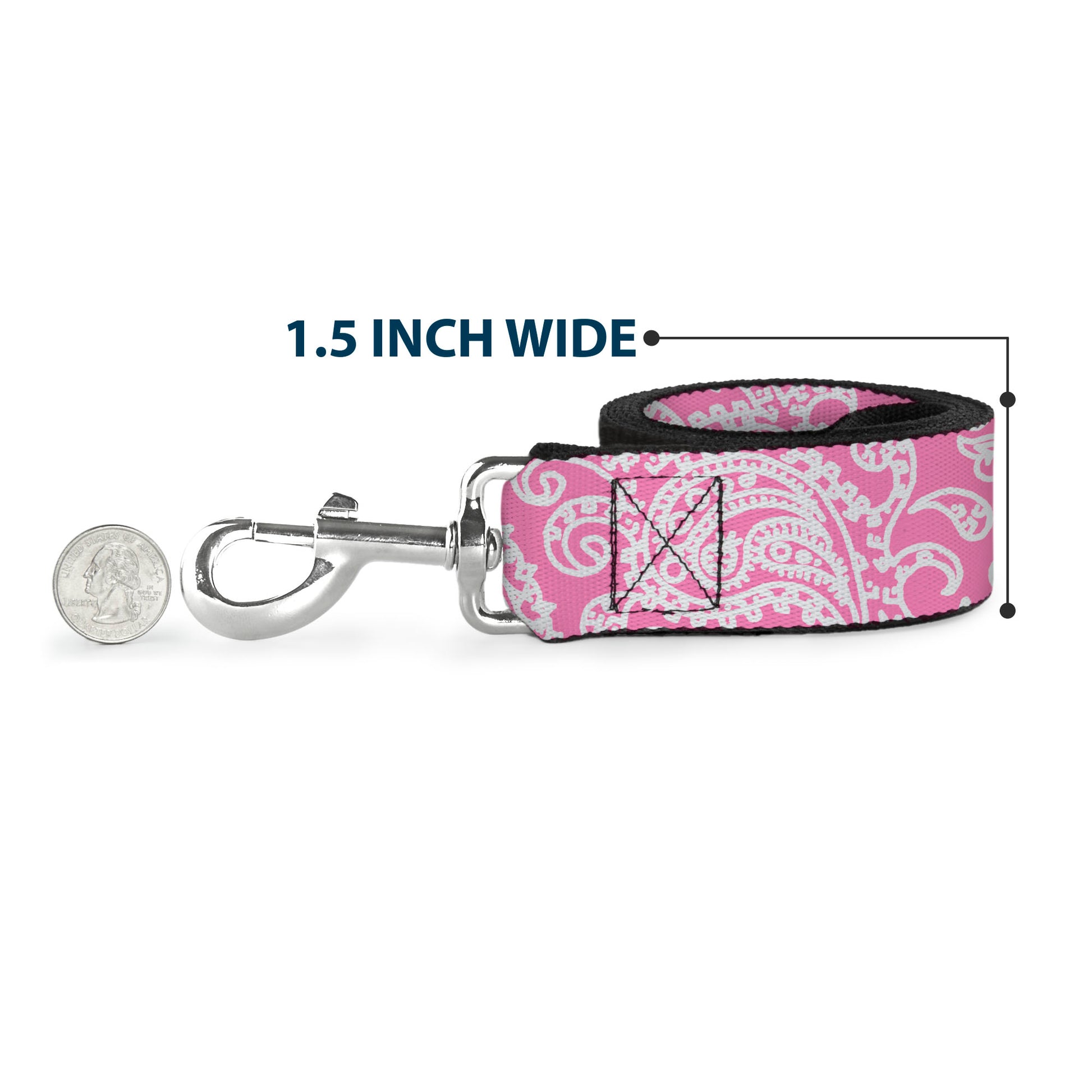 Dog Leash - Bandana/Skulls Pink/White Dog Leashes Buckle-Down
