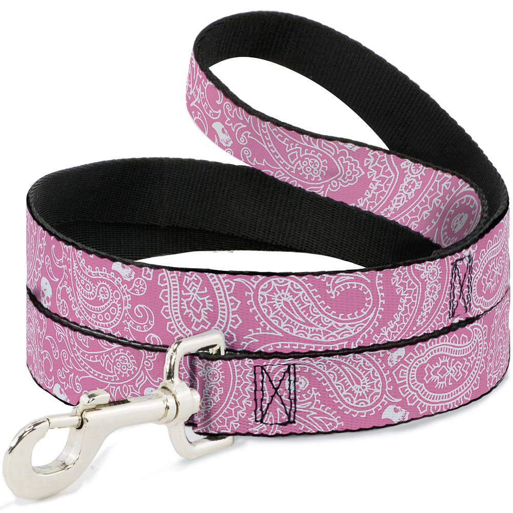 Dog Leash - Bandana/Skulls Pink/White Dog Leashes Buckle-Down
