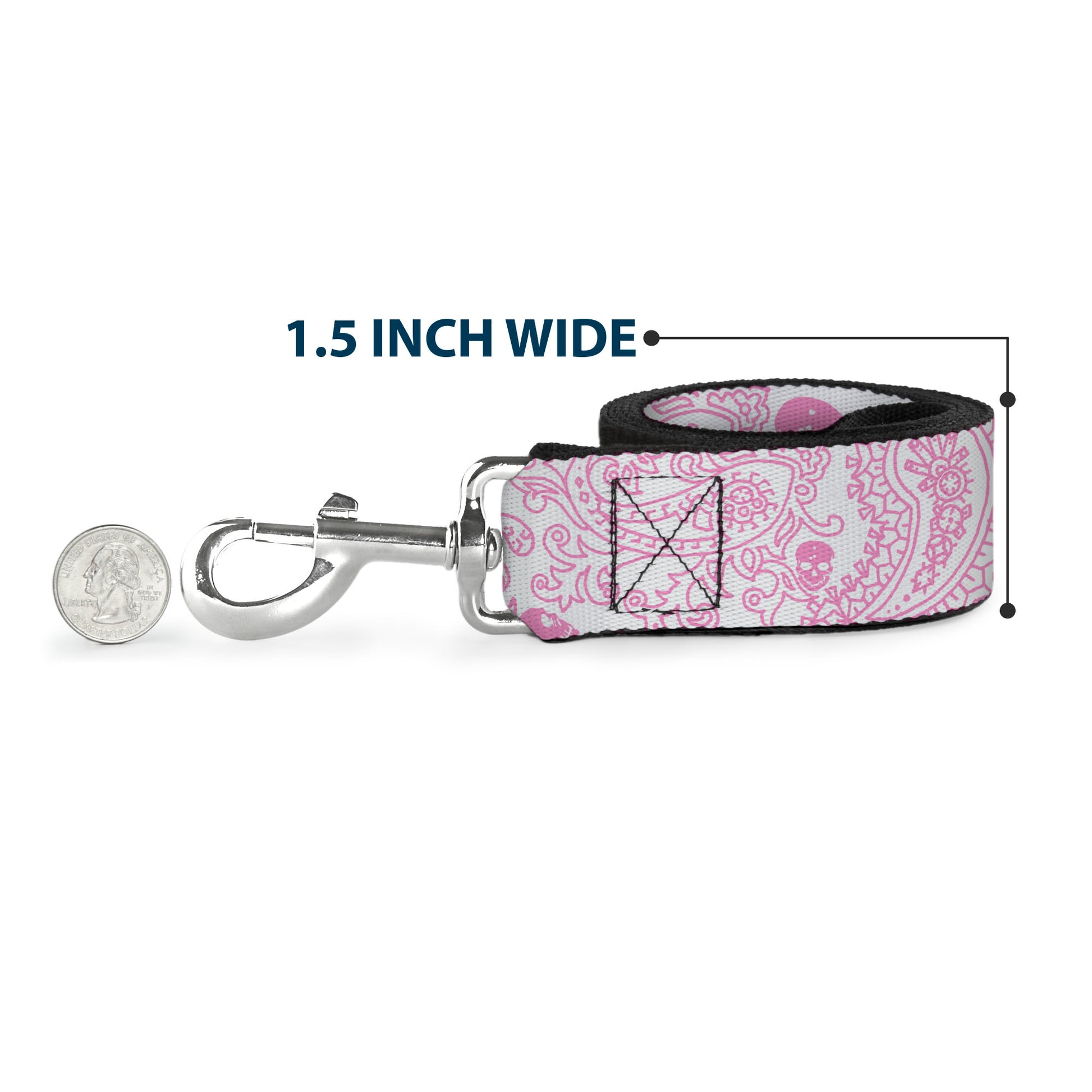 Dog Leash - Bandana/Skulls White/Pink Dog Leashes Buckle-Down