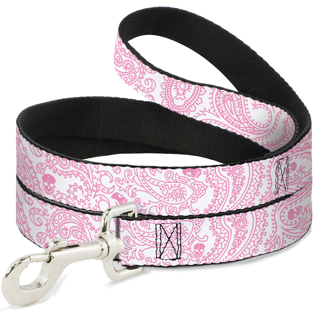 Dog Leash - Bandana/Skulls White/Pink Dog Leashes Buckle-Down