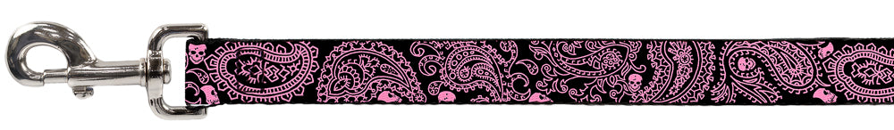 Dog Leash - Bandana/Skulls Black/Pink Dog Leashes Buckle-Down