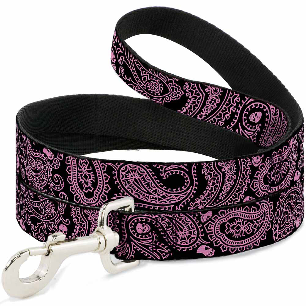 Dog Leash - Bandana/Skulls Black/Pink Dog Leashes Buckle-Down