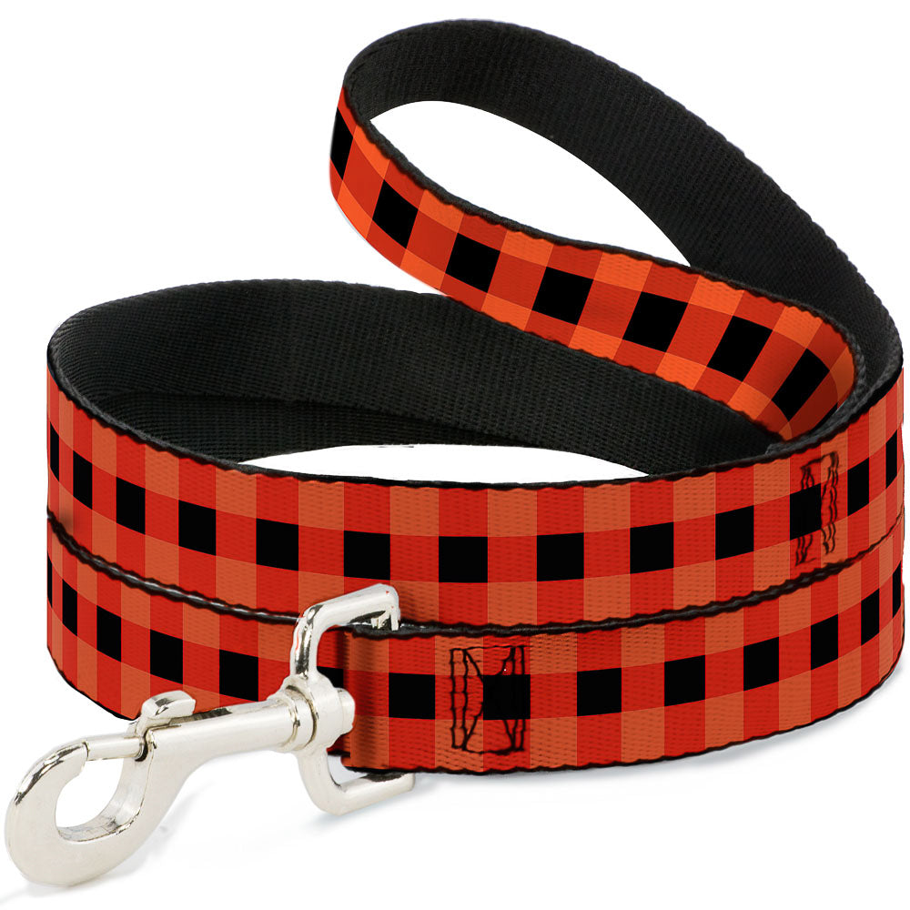 Dog Leash - Buffalo Plaid Black/Orange Dog Leashes Buckle-Down