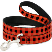 Dog Leash - Buffalo Plaid Black/Orange Dog Leashes Buckle-Down