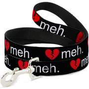 Dog Leash - Broken Heart MEH Black/Red/White Dog Leashes Buckle-Down