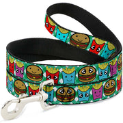 Dog Leash - Burger & Fries Cartoon Straight Green Tablecloth Dog Leashes Buckle-Down