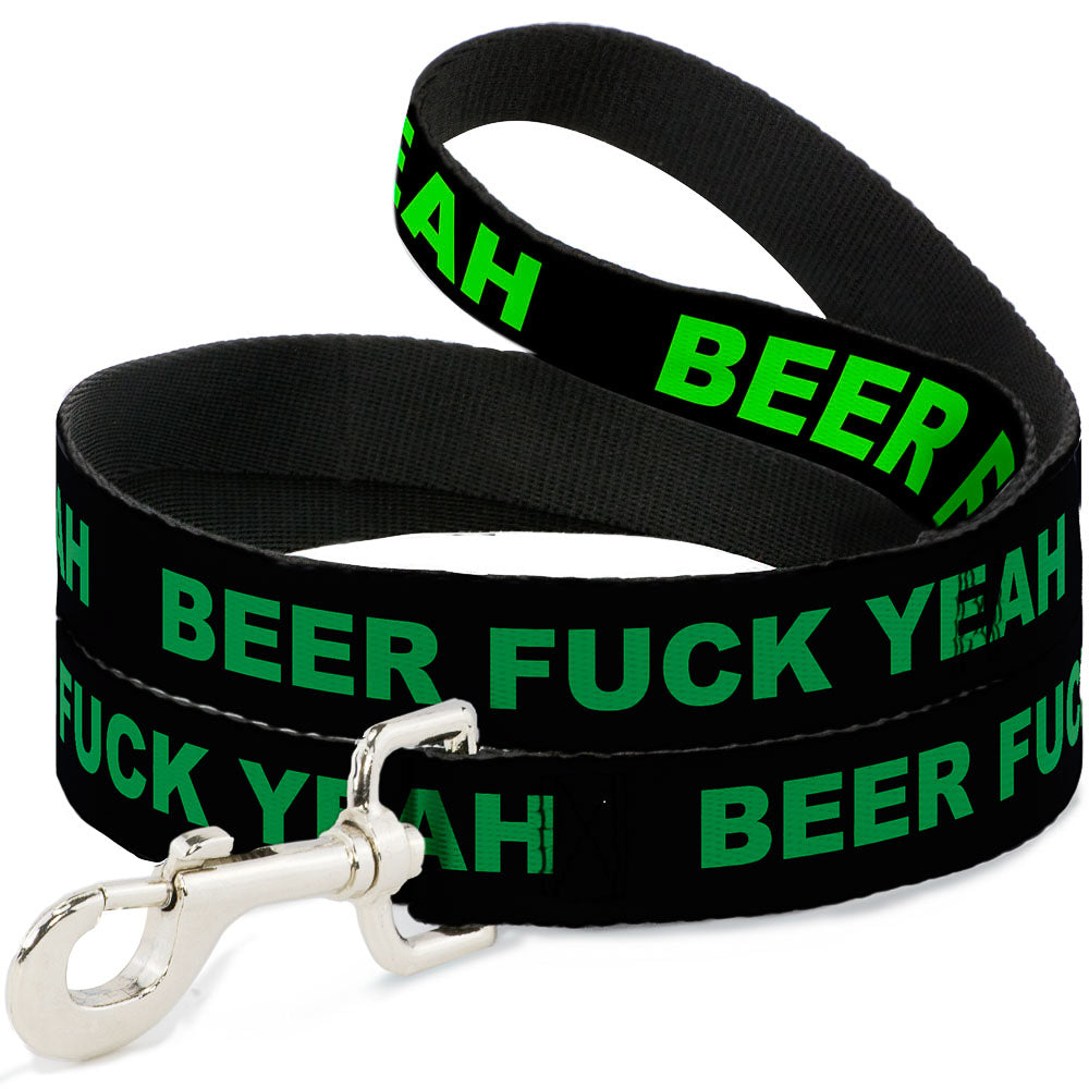 Buckle-Down Dog Leash - BEER FUCK YEAH Black/Neon Green Dog Leashes Buckle-Down