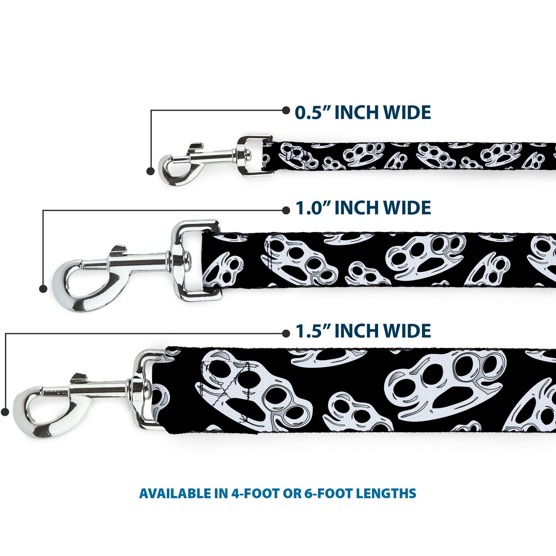 Buckle-Down Dog Leash - Brass Knuckles Black/White Dog Leashes Buckle-Down
