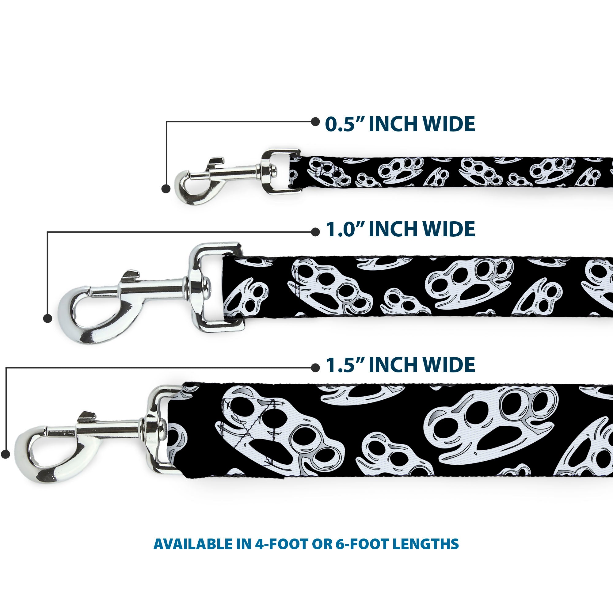 Buckle-Down Dog Leash - Brass Knuckles Black/White Dog Leashes Buckle-Down