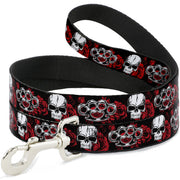 Buckle-Down Dog Leash - Brass Knuckles/Skulls/Roses Black/Red/White Dog Leashes Buckle-Down