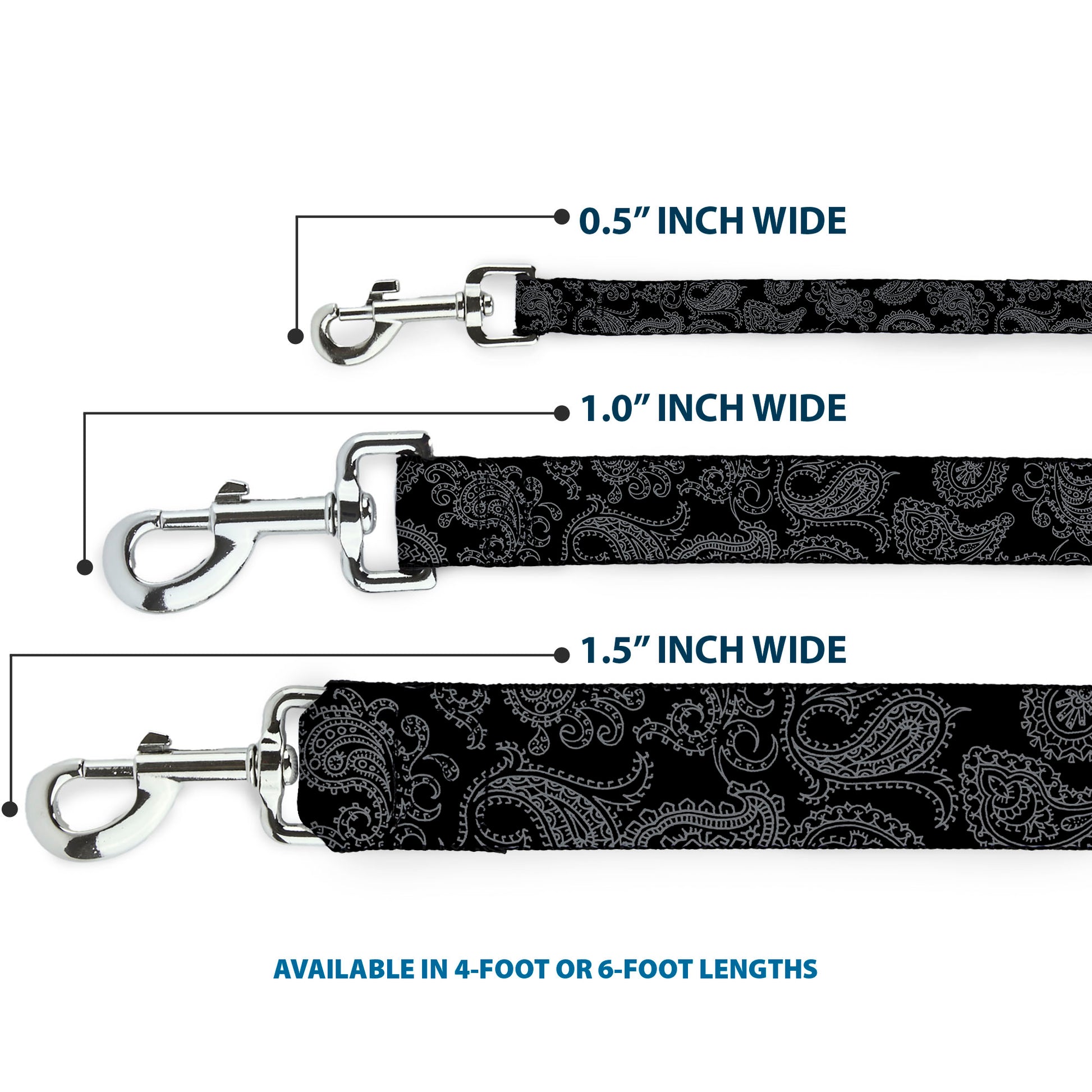 Dog Leash - Bandana Black/Gray Dog Leashes Buckle-Down
