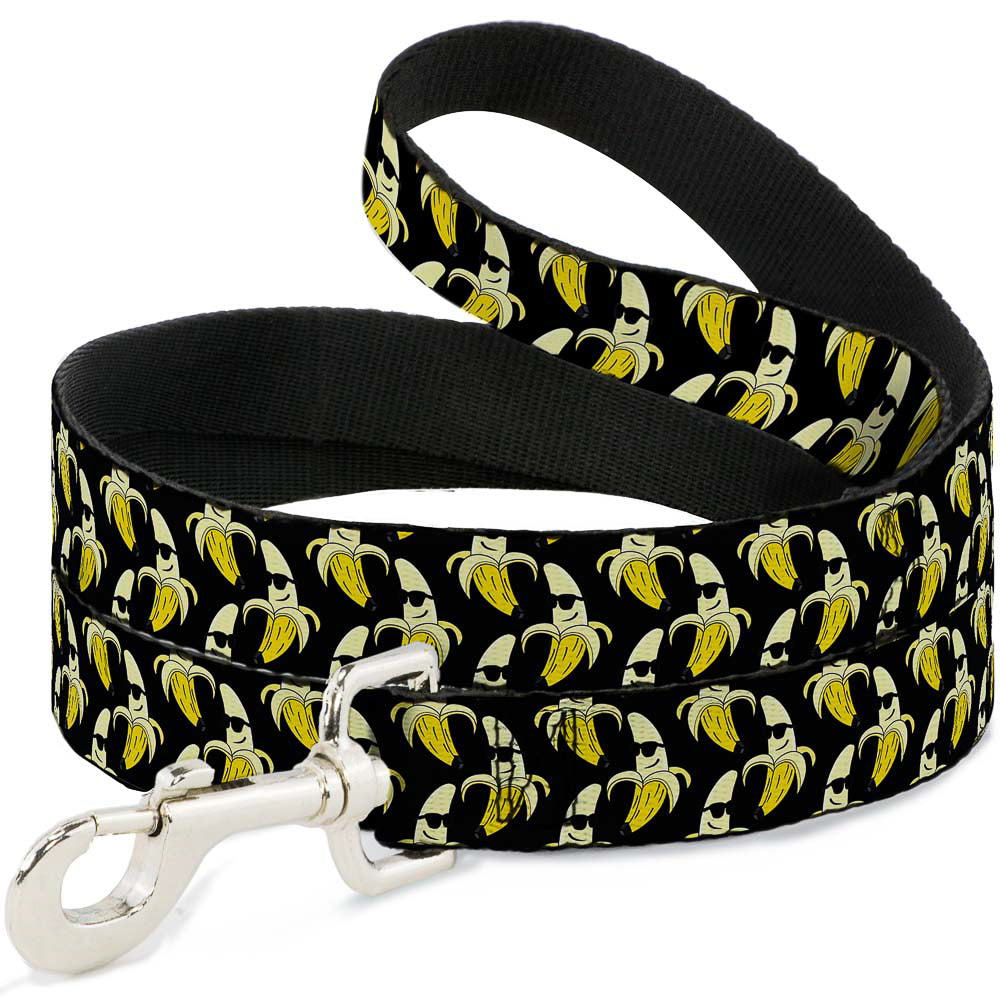 Dog Leash - Banana Peeled w/Sunglasses Black/Yellow Dog Leashes Buckle-Down