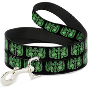 Dog Leash - BD Skulls w/Wings Black/Green Dog Leashes Buckle-Down