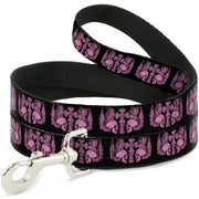 Dog Leash - BD Skulls w/Wings Black/Pink Dog Leashes Buckle-Down