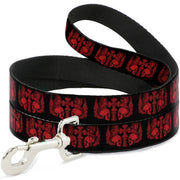 Dog Leash - BD Skulls w/Wings Black/Red Dog Leashes Buckle-Down