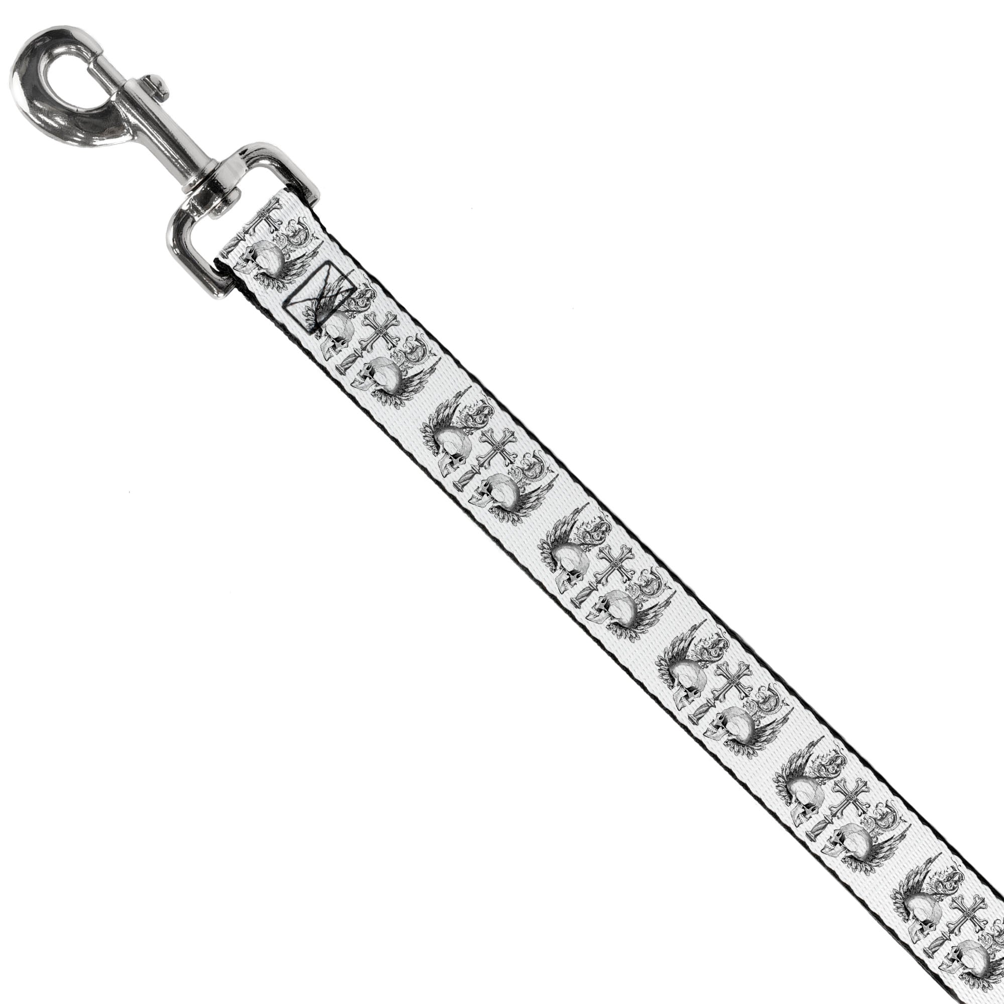 Dog Leash - BD Skulls w/Wings White/Black Dog Leashes Buckle-Down