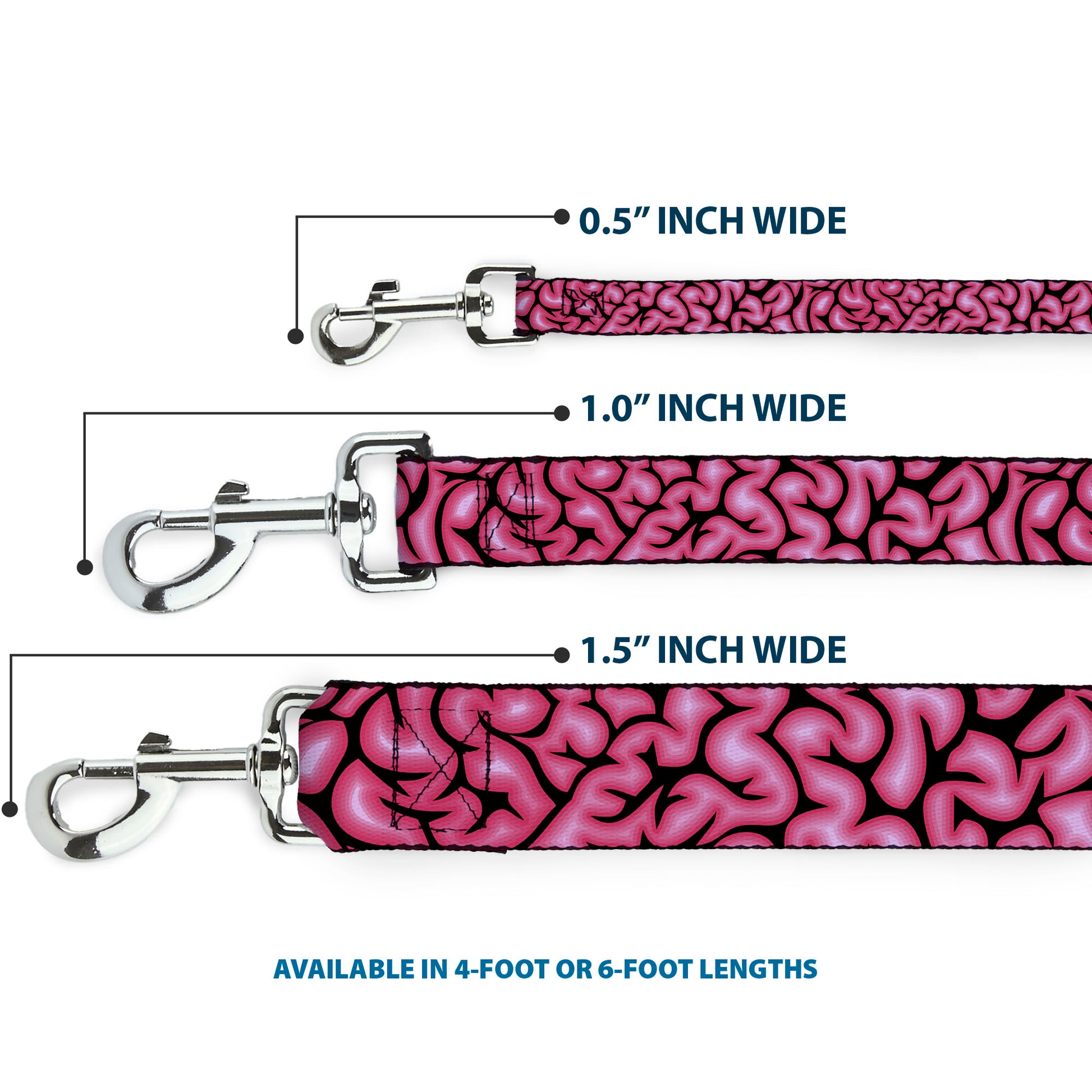 Dog Leash - Brains Black/Pink Dog Leashes Buckle-Down