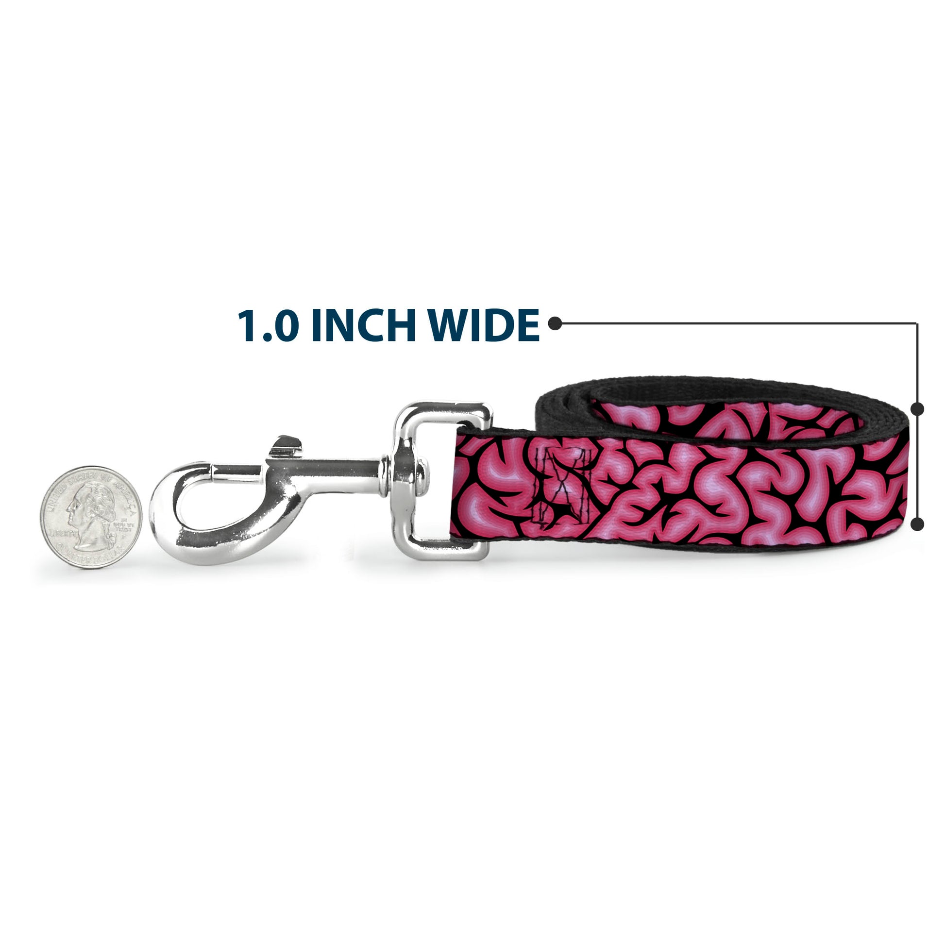 Dog Leash - Brains Black/Pink Dog Leashes Buckle-Down