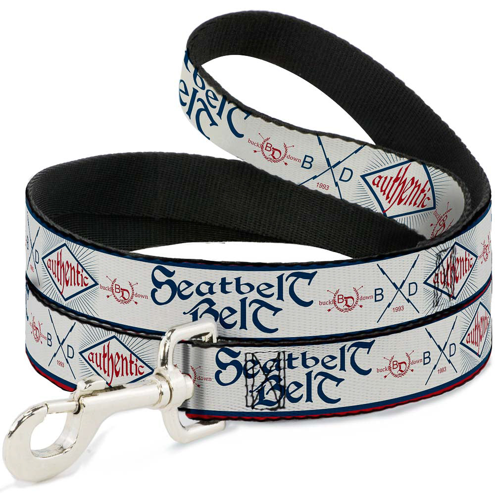 Dog Leash - BD AUTHENTIC SEATBELT BELT White/Blue/Red Dog Leashes Buckle-Down