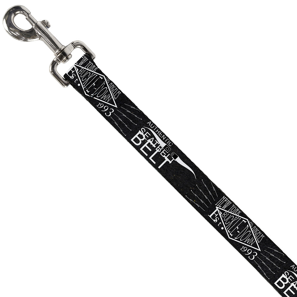 Dog Leash - BD AUTHENTIC SEATBELT BELT NY-LA Black/White Dog Leashes Buckle-Down