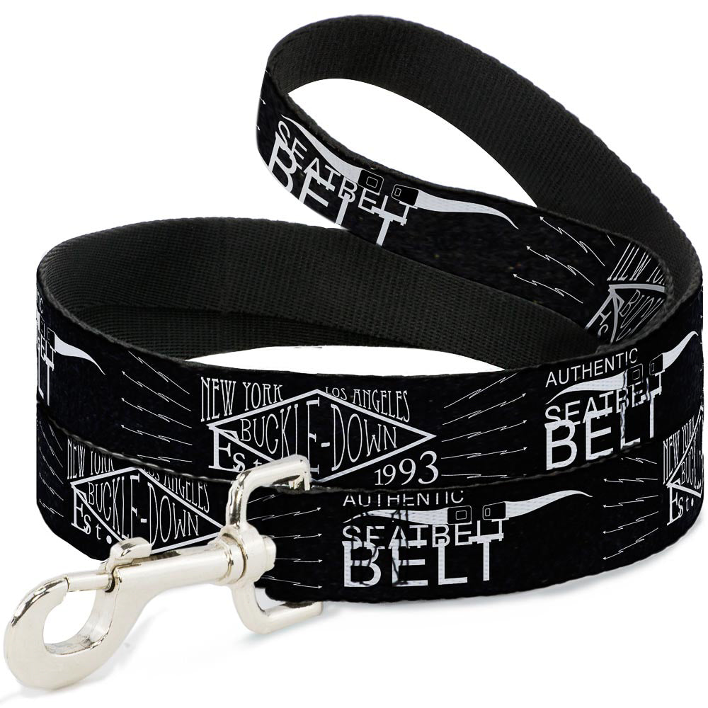 Dog Leash - BD AUTHENTIC SEATBELT BELT NY-LA Black/White Dog Leashes Buckle-Down