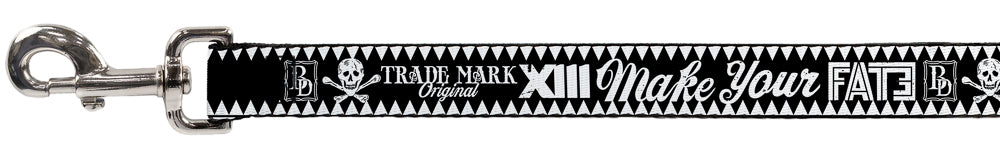 Dog Leash - BD Skull MAKE YOUR FATE Black/White Dog Leashes Buckle-Down
