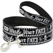 Dog Leash - BD Skull MAKE YOUR FATE Black/White Dog Leashes Buckle-Down