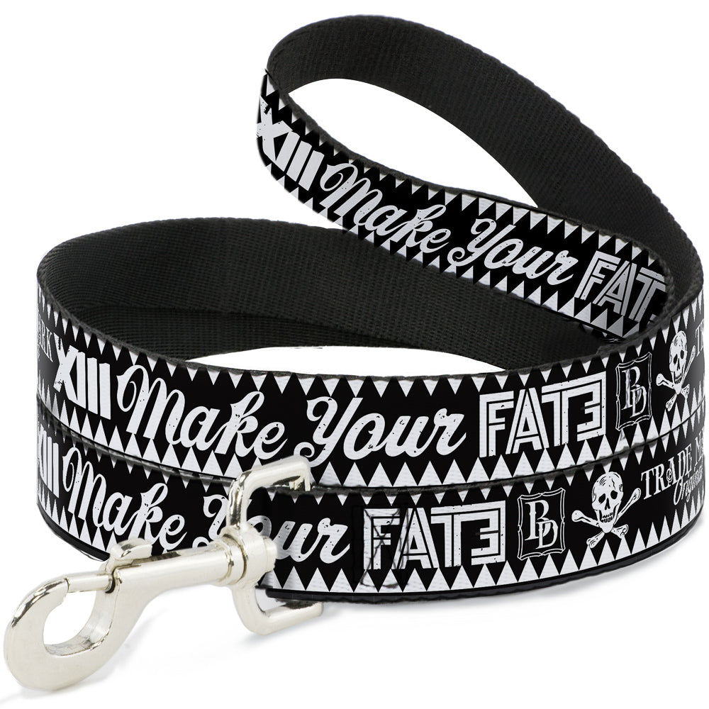 Dog Leash - BD Skull MAKE YOUR FATE Black/White Dog Leashes Buckle-Down