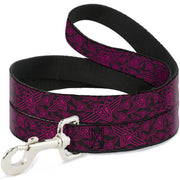 Dog Leash - BD Logo Scattered Black/Fuchsia Dog Leashes Buckle-Down
