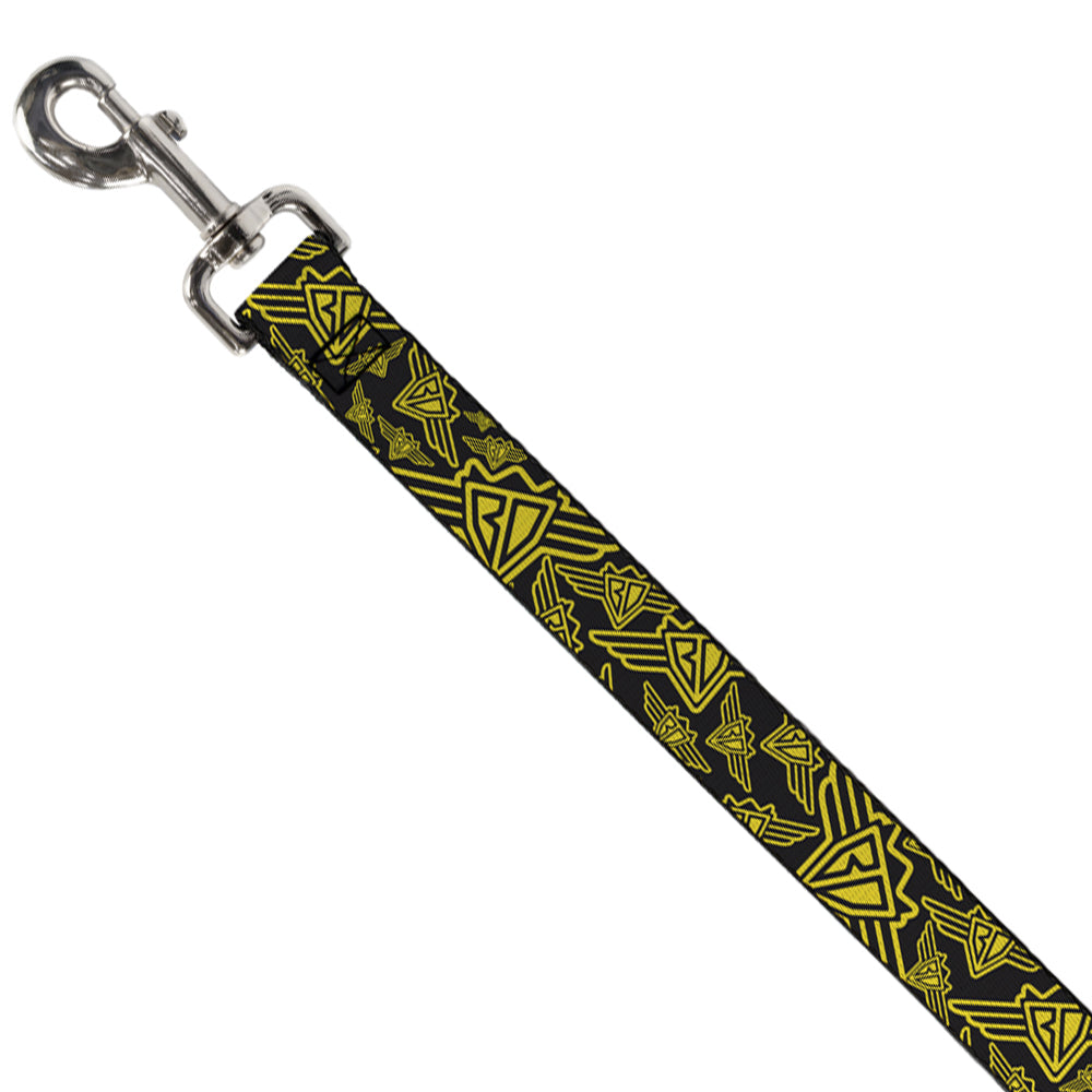 Dog Leash - BD Logo Scattered Black/Yellow Dog Leashes Buckle-Down