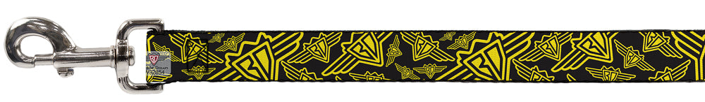 Dog Leash - BD Logo Scattered Black/Yellow Dog Leashes Buckle-Down