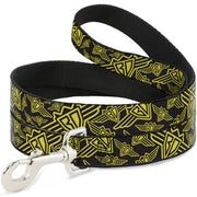 Dog Leash - BD Logo Scattered Black/Yellow Dog Leashes Buckle-Down