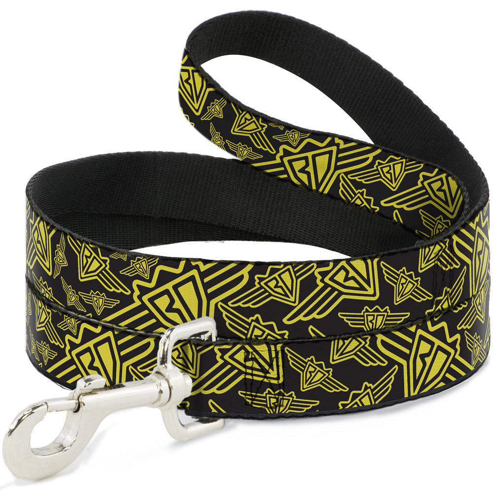 Dog Leash - BD Logo Scattered Black/Yellow Dog Leashes Buckle-Down