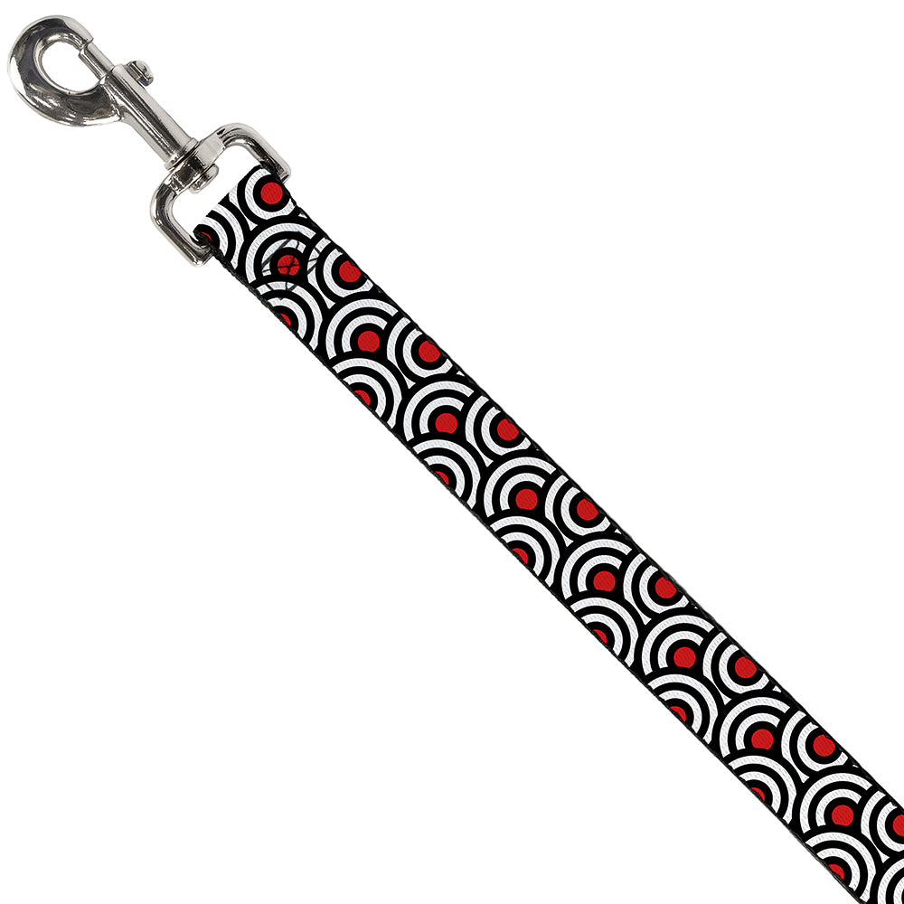 Dog Leash - Bullseye Stacked Black/White/Red Dog Leashes Buckle-Down