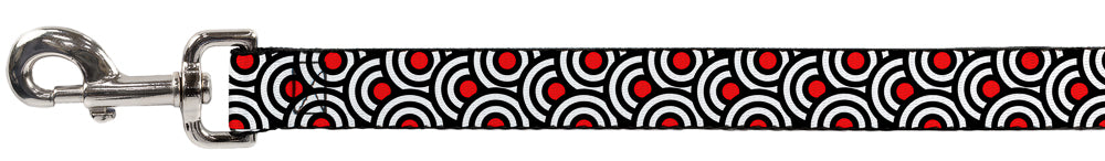 Dog Leash - Bullseye Stacked Black/White/Red Dog Leashes Buckle-Down