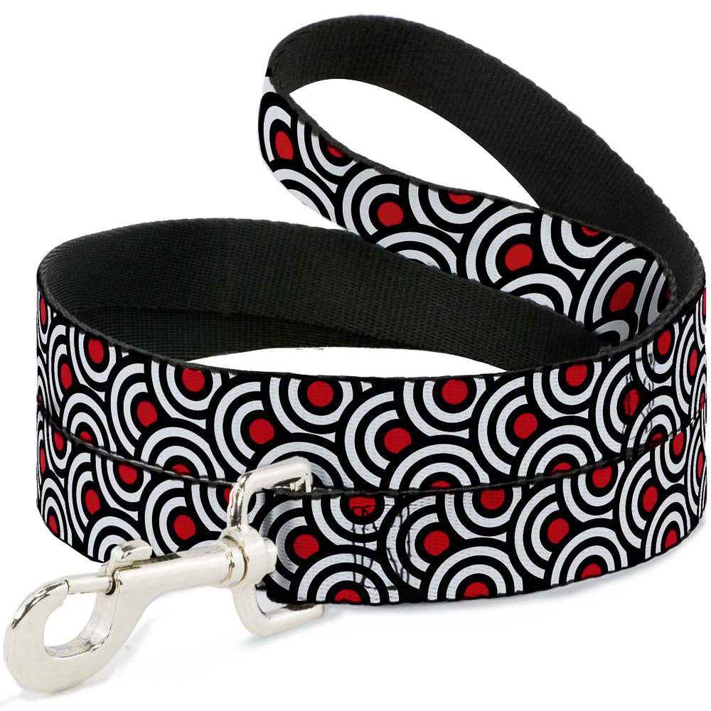 Dog Leash - Bullseye Stacked Black/White/Red Dog Leashes Buckle-Down