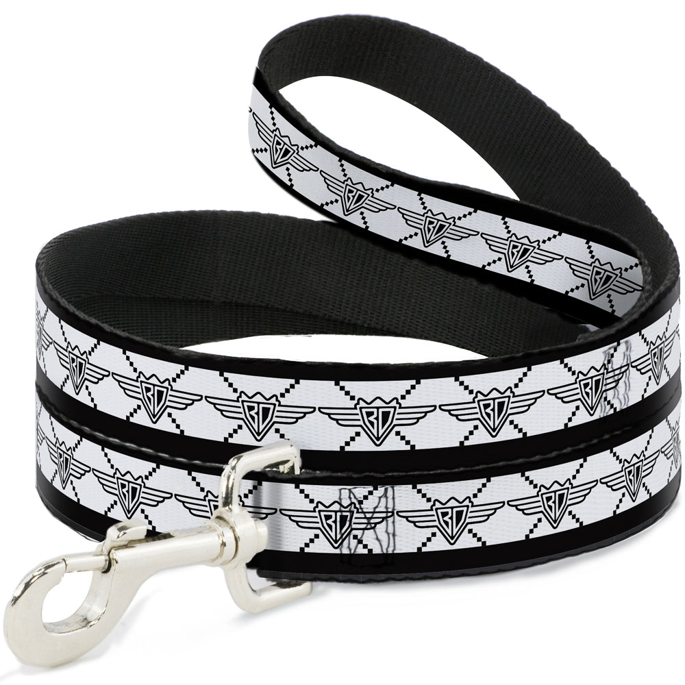 Dog Leash - BD Monogram2 White/Black Dog Leashes Buckle-Down