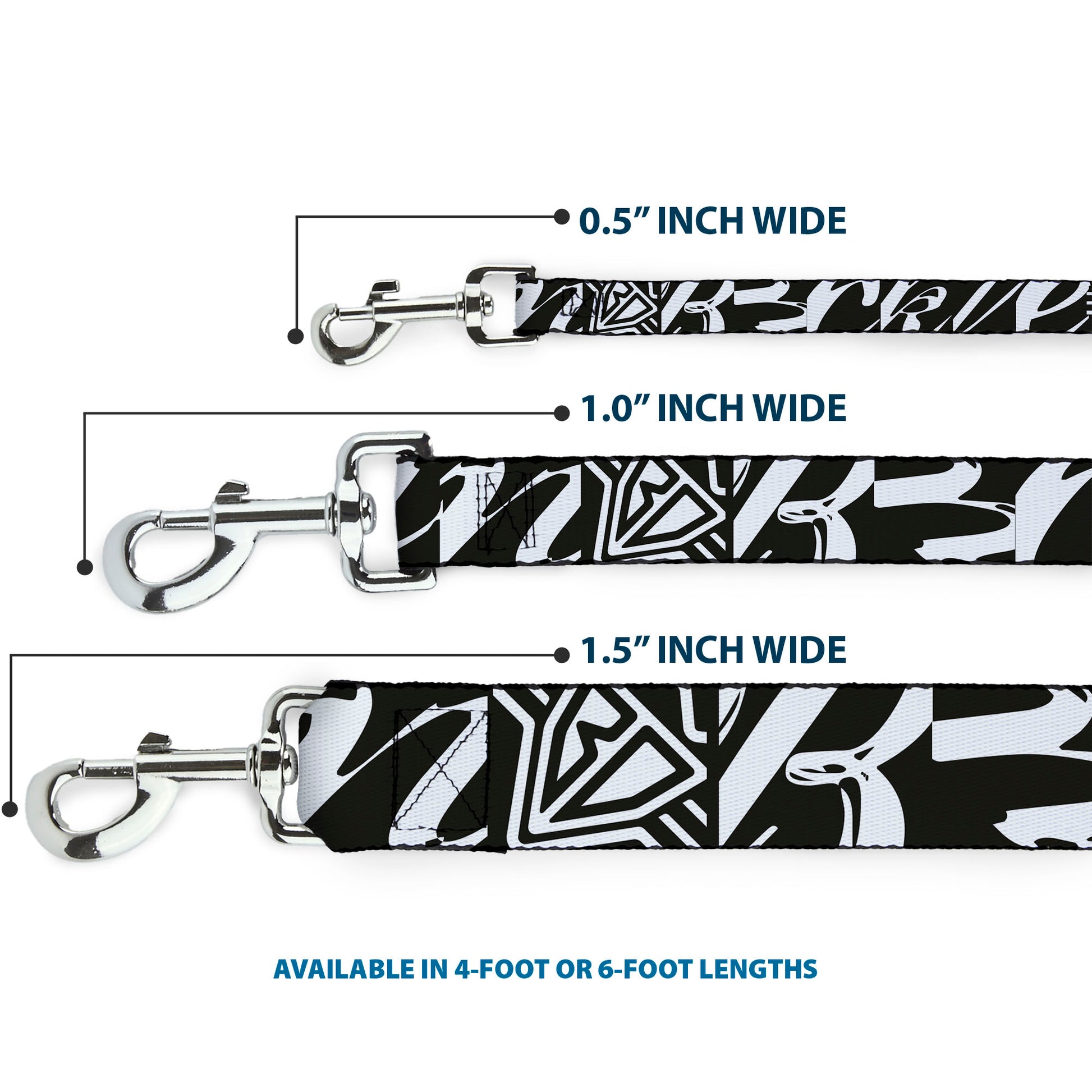 Dog Leash - BD Logo/BUCKLE-DOWN Script Black/White Dog Leashes Buckle-Down