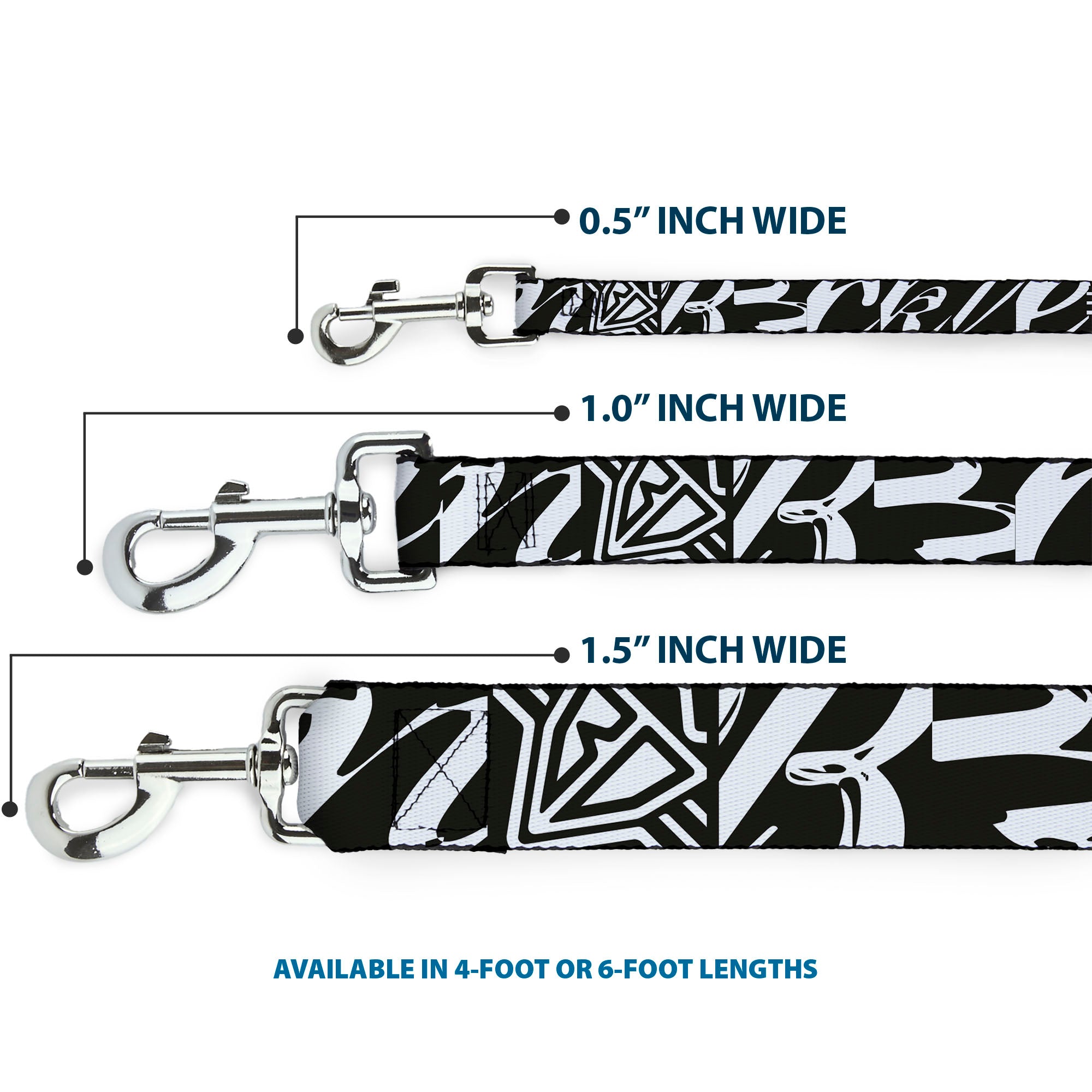 Dog Leash - BD Logo/BUCKLE-DOWN Script Black/White Dog Leashes Buckle-Down